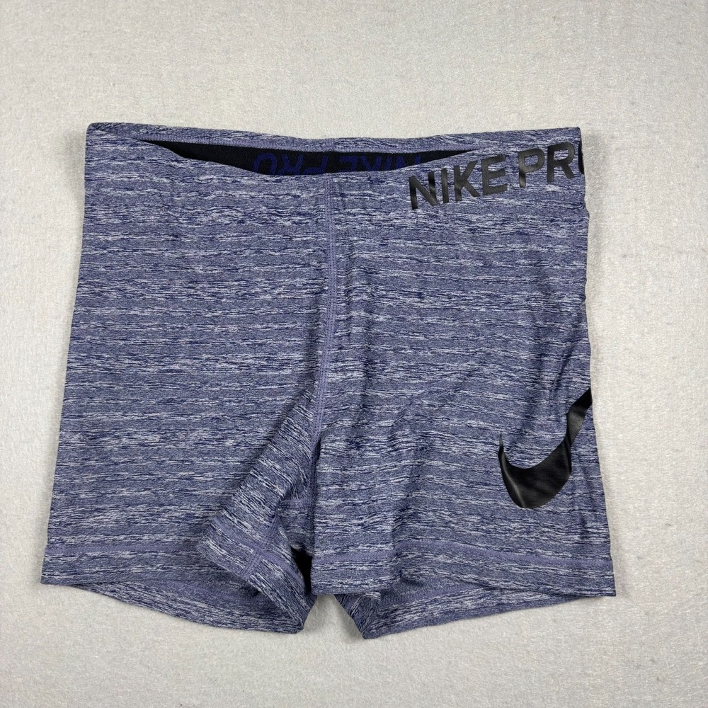 Nike Pro Dri-FIT Blue Gray Spandex Compression Running Shorts Womens Size Small